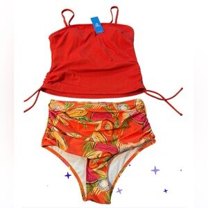 NWT Cupshe Tropical Print Swimsuit Set